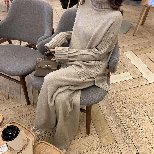 women's tracksuits autumn winter women knitted 2 piece set elegant turtleneck pullover sweaters & wide leg pants lady sweater tracksuit, Gray
women's tracksuits autumn winter women knitted 2 piece set elegant turtleneck pullover sweaters & wide leg pants lady sweater tracksuit, Gray