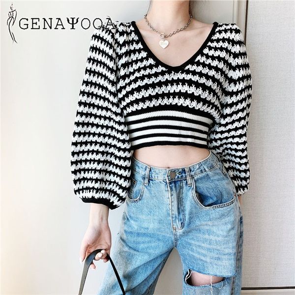 genayooa v-neck pullover knit autumn crop sweater women korean style off shoulder jumper chic ladies striped 210417, White;black
genayooa v-neck pullover knit autumn crop sweater women korean style off shoulder jumper chic ladies striped 210417, White;black