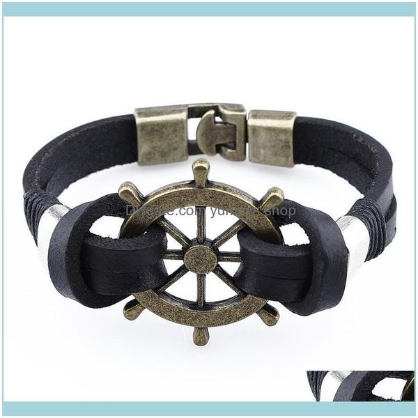 charm bracelets jewelry hawson coffee/dark brown leather rudder for men vintage rope handmade bracelet bangles jewelry1 drop delivery 2021 m, Golden;silver
charm bracelets jewelry hawson coffee/dark brown leather rudder for men vintage rope handmade bracelet bangles jewelry1 drop delivery 2021 m, Golden;silver