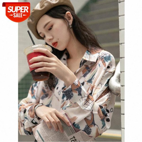 design sense hong kong-style retro printed loose long-sleeved shirt female trendy net red #he1t, White
design sense hong kong-style retro printed loose long-sleeved shirt female trendy net red #he1t, White