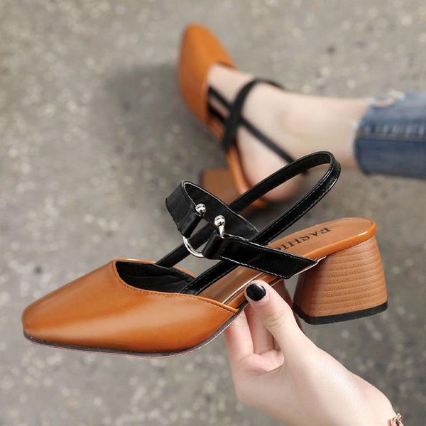 dress shoes woman spring thick heeled square head single summer korean version all-around women's middle heel sandals, Black
dress shoes woman spring thick heeled square head single summer korean version all-around women's middle heel sandals, Black