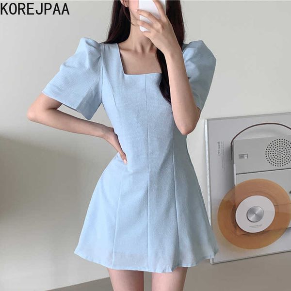 korejpaa women dress summer korean fashion chic temperament gentle elegant square collar slim bubble sleeve a short dresses 210526, Black;gray
korejpaa women dress summer korean fashion chic temperament gentle elegant square collar slim bubble sleeve a short dresses 210526, Black;gray