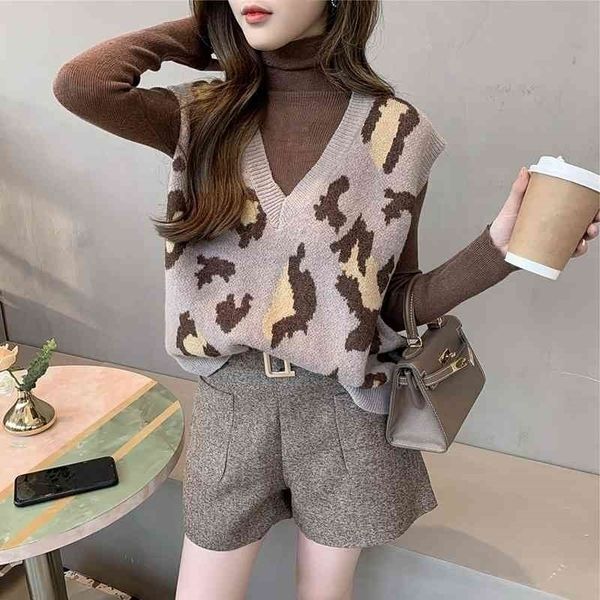 leopard knitted women's spring and autumn wear fashion loose korean version versatile v-neck sleeveless sweater vest coat, Black
leopard knitted women's spring and autumn wear fashion loose korean version versatile v-neck sleeveless sweater vest coat, Black