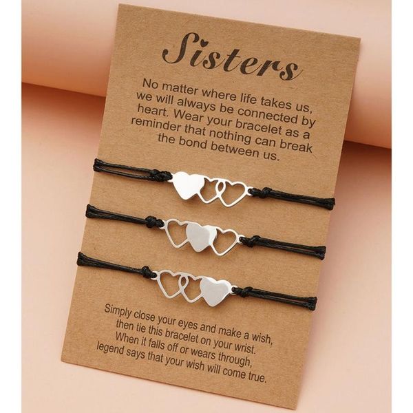 charm bracelets 3 pcs matching heart sister card bracelet stainless steel handmade braided friendship jewelry gifts for, Golden;silver
charm bracelets 3 pcs matching heart sister card bracelet stainless steel handmade braided friendship jewelry gifts for, Golden;silver