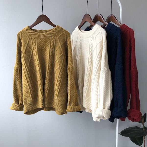 linen pattern sweater women autumn winter lazy version of oversized o neck jumper pullover knitted for fashion 210520, White;black
linen pattern sweater women autumn winter lazy version of oversized o neck jumper pullover knitted for fashion 210520, White;black