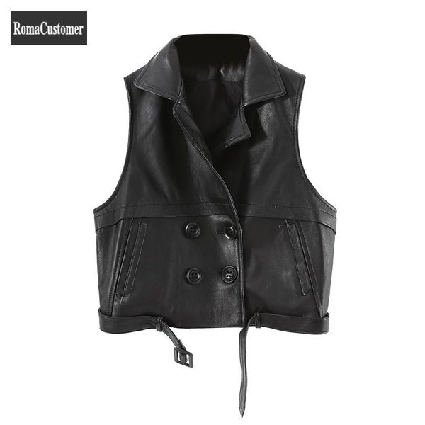 women's vests womens 2021 autumn sheepskin sleeveless genuine leather short fashion vest korean office lady elegant solid outerwear, Black;white
women's vests womens 2021 autumn sheepskin sleeveless genuine leather short fashion vest korean office lady elegant solid outerwear, Black;white