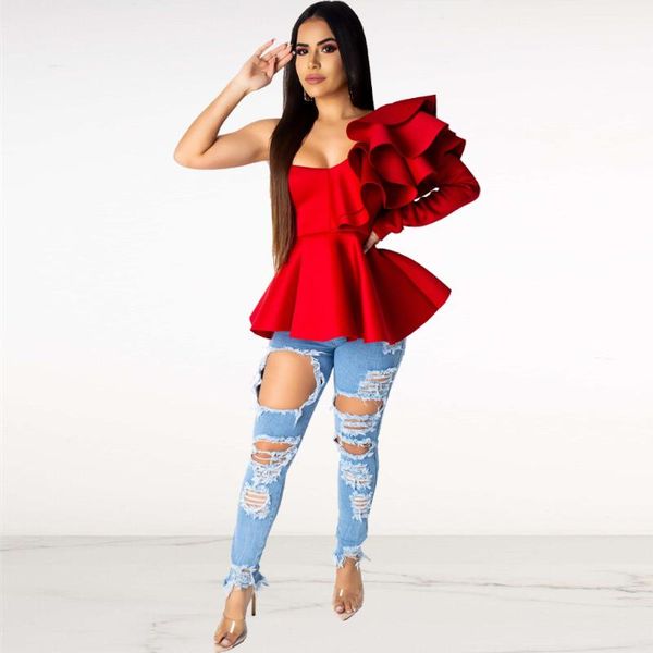 women's t-shirt ar5241 europe and the united states 2021 dress solid color one-line neck slim fit ruffled top, White
women's t-shirt ar5241 europe and the united states 2021 dress solid color one-line neck slim fit ruffled top, White