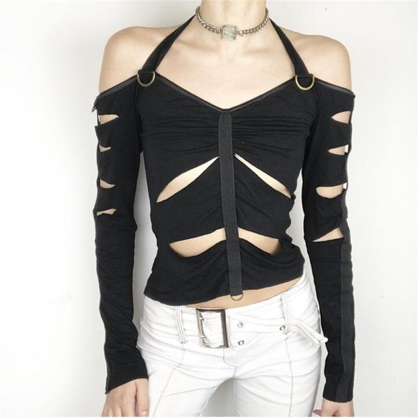 women's t-shirt e-girl grunge hollow out autumn long sleeve halter crop women punk harajuku pullovers tees gothic clothes, White
women's t-shirt e-girl grunge hollow out autumn long sleeve halter crop women punk harajuku pullovers tees gothic clothes, White