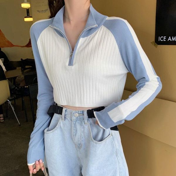 women's sweaters harajuku knit thin sweater turtleneck short style casual women autumn pullovers chic zipper patchwork female, White;black
women's sweaters harajuku knit thin sweater turtleneck short style casual women autumn pullovers chic zipper patchwork female, White;black