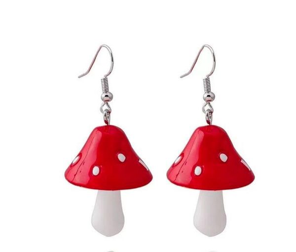 acrylic mushroom long pendant charm earrings quality drop earrings for girls women children birthday gift lovely jewelry gc802, Golden
