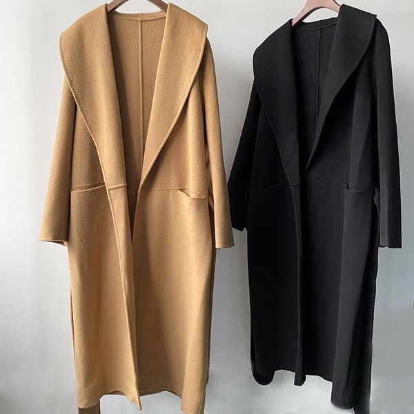 women's wool & blends camel or black jacket double-sided woolen sashes lace-up long sleeve loose solid color female mid-length coats
women's wool & blends camel or black jacket double-sided woolen sashes lace-up long sleeve loose solid color female mid-length coats