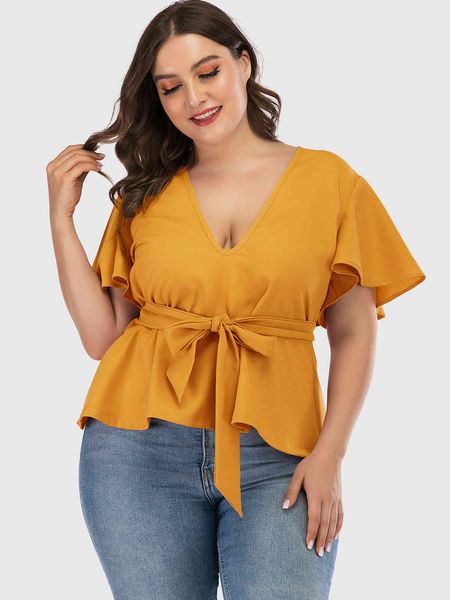 plus size dresses hy36005# large solid color deep v top 
plus size dresses hy36005# large solid color deep v top