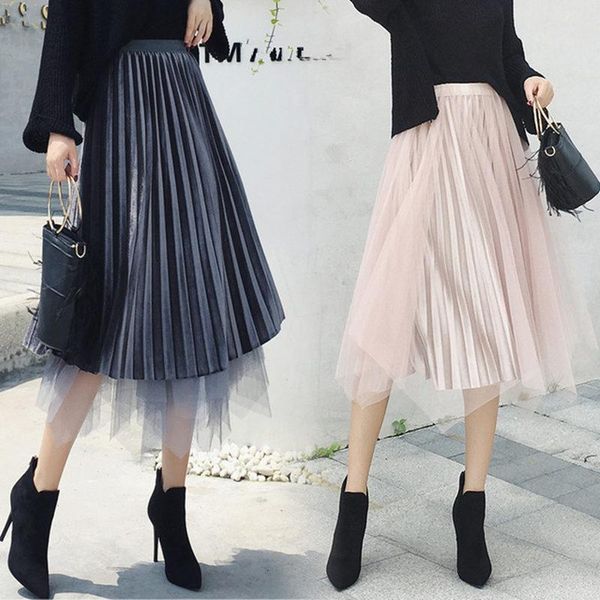 skirts lace patchwork velvet pleated skirt women elastic waist vintage a-line mid-calf solid mujer office irregular ladies, Black
skirts lace patchwork velvet pleated skirt women elastic waist vintage a-line mid-calf solid mujer office irregular ladies, Black