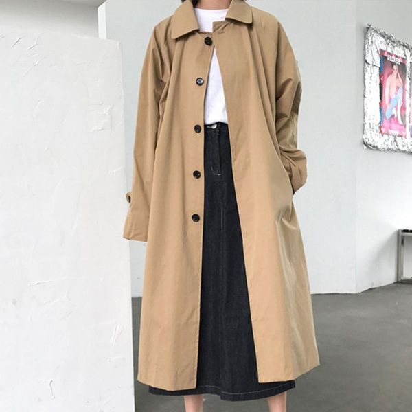 women's wool & blends women mid-length fashion trench coat long sleeve solid lapel casual elegant loose korean style single-breasted fa, Black
women's wool & blends women mid-length fashion trench coat long sleeve solid lapel casual elegant loose korean style single-breasted fa, Black