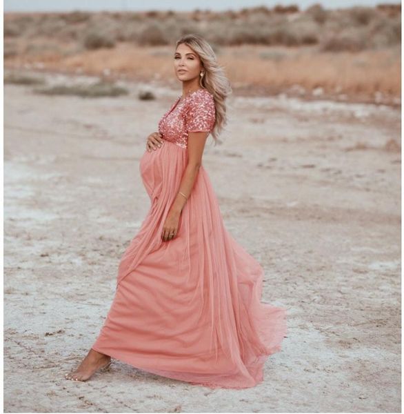 women's sequin stitching mesh pregnant women fluttering solid color skirt short-sleeved round neck pography with long dress maternity d, White
women's sequin stitching mesh pregnant women fluttering solid color skirt short-sleeved round neck pography with long dress maternity d, White