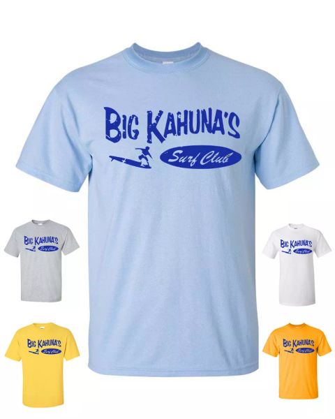 big kahuna's surf club surfing board beach waves men's tee shirt 94, White;black
big kahuna's surf club surfing board beach waves men's tee shirt 94, White;black