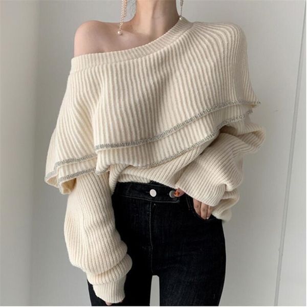 fashion women sweater autumn and winter sweet double layer ruffle long-sleeved 210520, White;black
fashion women sweater autumn and winter sweet double layer ruffle long-sleeved 210520, White;black