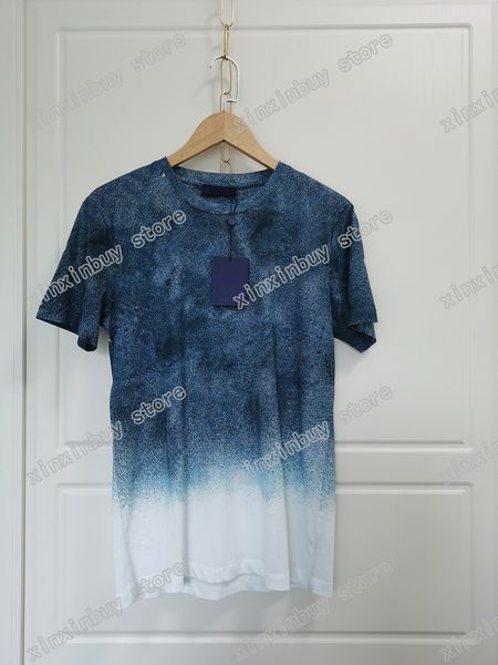 

2021 new arrivals mens t shirts tee paris tik tok Starry sky gradient totem designer print clothes short sleeve Men Women real 0430, Blue