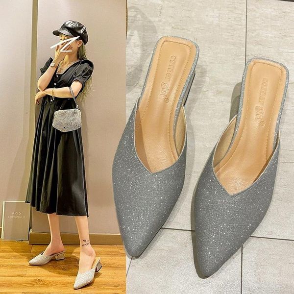 slippers baotou half drag women's sandals casual shoes 2021 summer thick heel pointed toe fashion, Black
slippers baotou half drag women's sandals casual shoes 2021 summer thick heel pointed toe fashion, Black