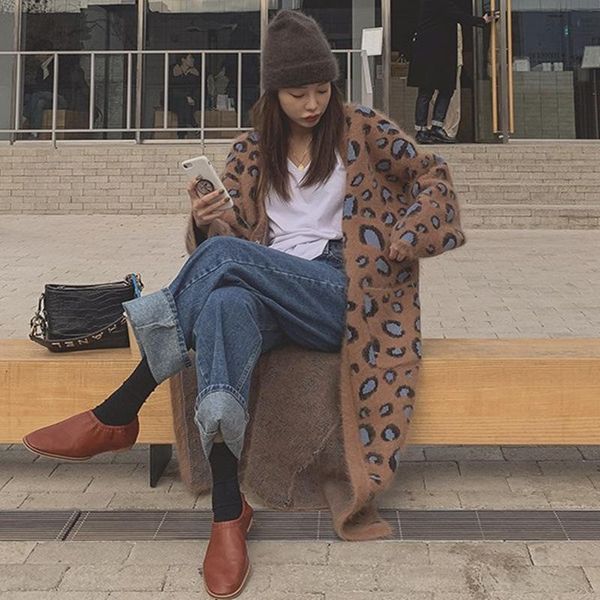leopard print knitted cardigan women's knee length korean loose large size seahorse hair casual fashion sweater coat jackets, Black;brown
leopard print knitted cardigan women's knee length korean loose large size seahorse hair casual fashion sweater coat jackets, Black;brown