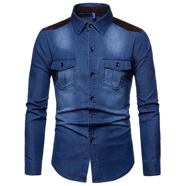 men's casual shirts spring autumn outerwear european style long-sleeved denim shirt mens fashion brand retro pocket business mans jeans, White;black
men's casual shirts spring autumn outerwear european style long-sleeved denim shirt mens fashion brand retro pocket business mans jeans, White;black
