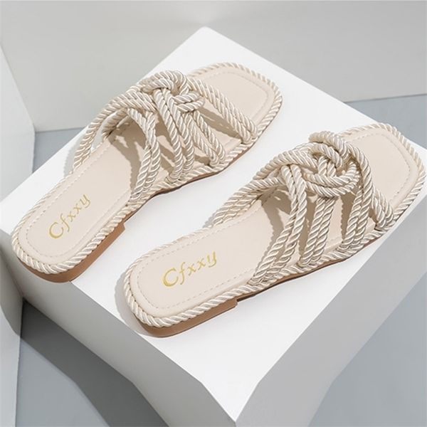women slippers personality hemp rope upper design flat sandals casual solid color square toe hollow heel woman shoes 211110, Black
women slippers personality hemp rope upper design flat sandals casual solid color square toe hollow heel woman shoes 211110, Black