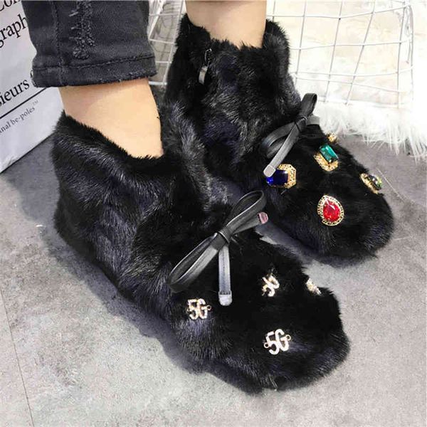 dress shoes crystal decor women winter warm fur boots flat botas mujer casual ankle boot thick sole platform woman snow 7t9f, Black
dress shoes crystal decor women winter warm fur boots flat botas mujer casual ankle boot thick sole platform woman snow 7t9f, Black