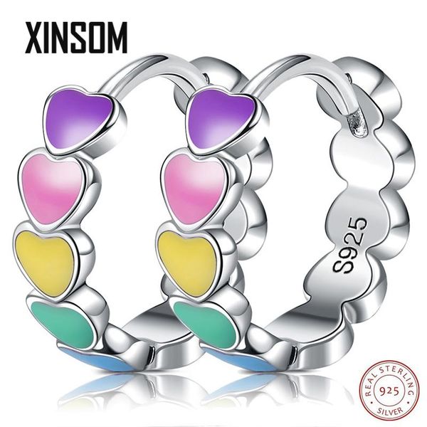 hoop & huggie xinsom genuine 925 sterling silver rainbow color enamel heart earrings for women party wedding ear hoops female jewelry, Golden;silver
hoop & huggie xinsom genuine 925 sterling silver rainbow color enamel heart earrings for women party wedding ear hoops female jewelry, Golden;silver