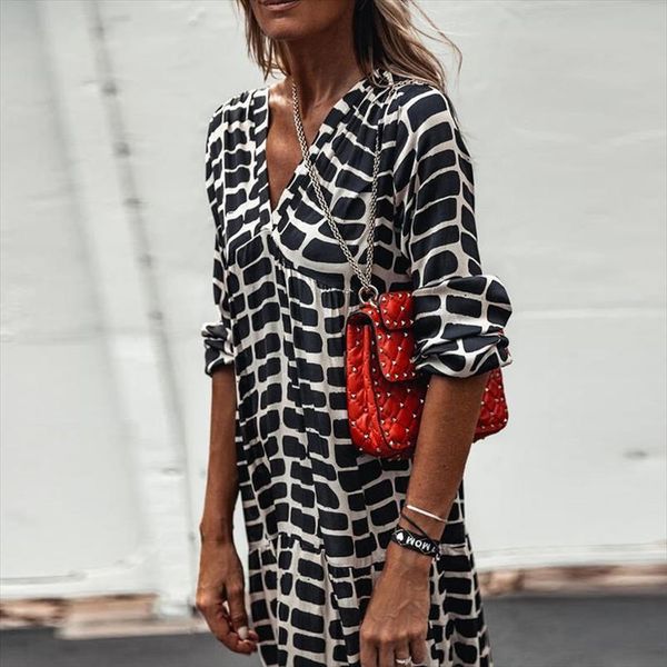loose oversized chiffon casual chic womens dress print long maxi v neck sleeve korean vestido mujer, Black;gray
loose oversized chiffon casual chic womens dress print long maxi v neck sleeve korean vestido mujer, Black;gray