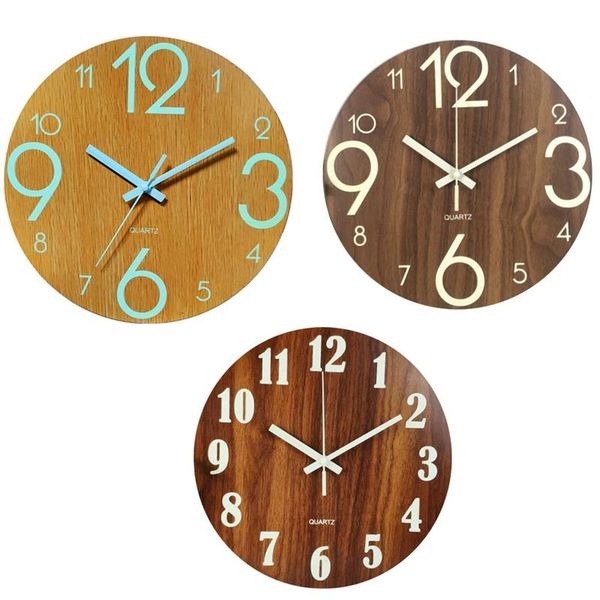 digital number wall clock 3d silent glow dark acrylic luminous hanging brief quiet clocks