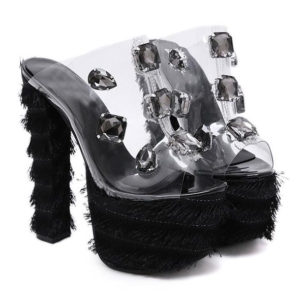 crystal sandals chunky high heels summer shoes women rhinestone female high-heeled 2021 thick heel slippers, Black
crystal sandals chunky high heels summer shoes women rhinestone female high-heeled 2021 thick heel slippers, Black