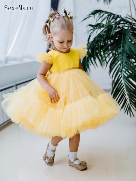 girl's dresses baby baptism dress tutu princess gown infant 1 year birthday christmas party girl clothes, Red;yellow