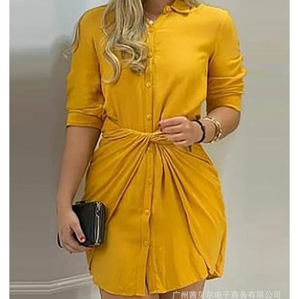 casual dresses summer shirt dress women short sleeve yellow lace up solid color high waist lace-up loose, Black;gray
casual dresses summer shirt dress women short sleeve yellow lace up solid color high waist lace-up loose, Black;gray