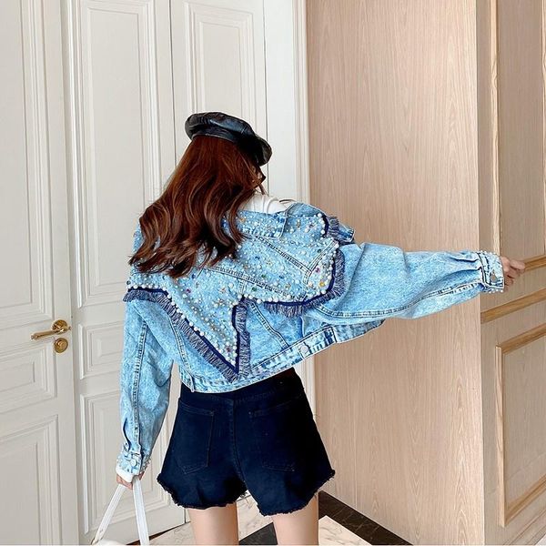 women's jackets fashion heavy work beaded diamond burrs tassel denim jacket female streetwear loose long sleeve spring women casual jea, Black;brown
women's jackets fashion heavy work beaded diamond burrs tassel denim jacket female streetwear loose long sleeve spring women casual jea, Black;brown