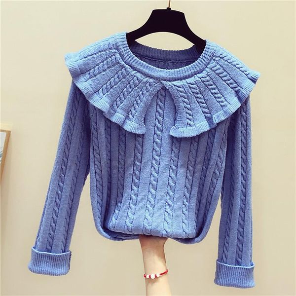 women's sweaters 2021 autumn winter fashion long sleeve pullover doll collar knitted slim blue sweater coat lady sweet, White;black
women's sweaters 2021 autumn winter fashion long sleeve pullover doll collar knitted slim blue sweater coat lady sweet, White;black