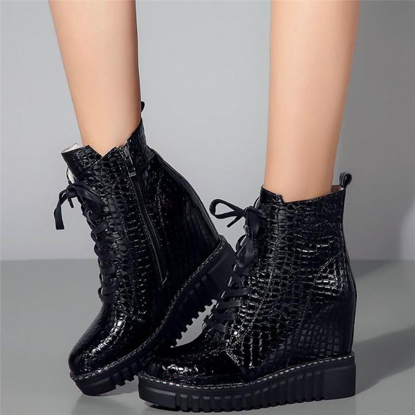 boots high fashion sneakers women lace up cow leather wedges heel ankle female round toe platform oxfords casual shoes, Black
boots high fashion sneakers women lace up cow leather wedges heel ankle female round toe platform oxfords casual shoes, Black