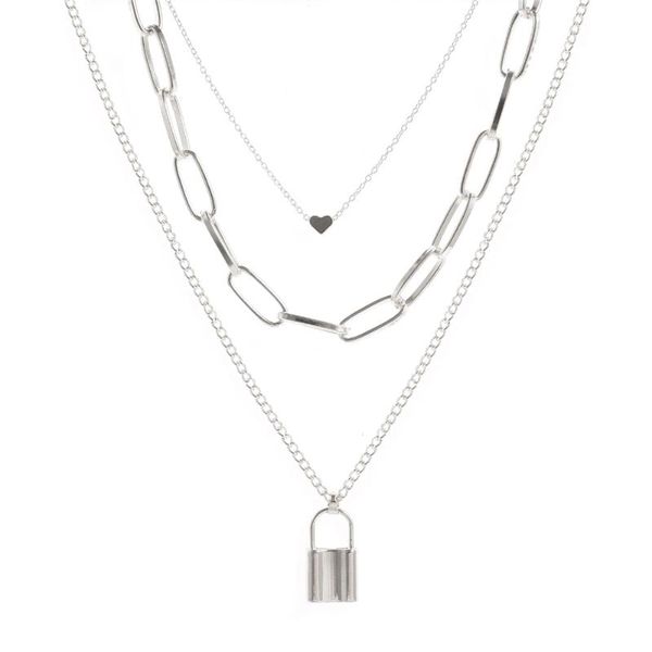 pendant necklaces stainless steel necklace long women layered personalized heart lock tennis chain jewellery set hip hop clavicle metal chok, Silver
pendant necklaces stainless steel necklace long women layered personalized heart lock tennis chain jewellery set hip hop clavicle metal chok, Silver