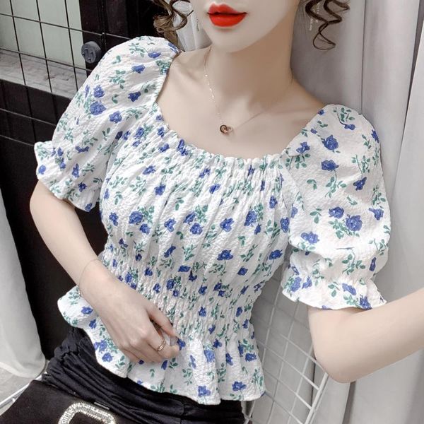 women's blouses & shirts one word square collar floral print chiffon shirt summer 2021 elastic waist blusas short sleeve blouse 224h, White
women's blouses & shirts one word square collar floral print chiffon shirt summer 2021 elastic waist blusas short sleeve blouse 224h, White