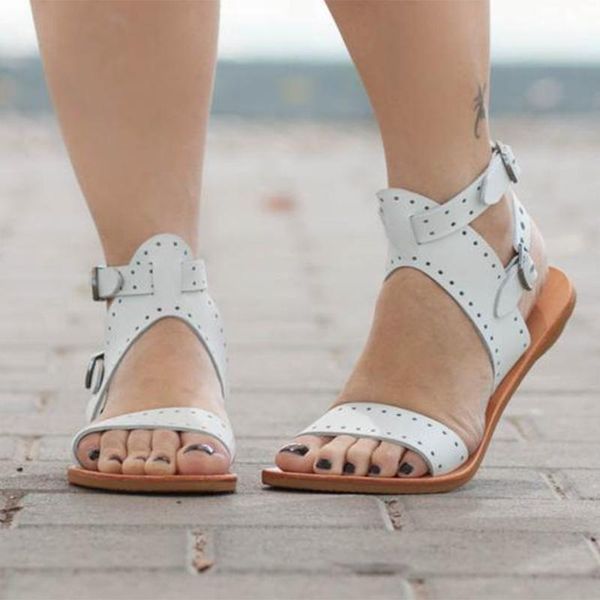 belted buckle flat sandals solid white hollow out women gladiator rubber rome shoes ankle straps fashion ladies pu d30, Black
belted buckle flat sandals solid white hollow out women gladiator rubber rome shoes ankle straps fashion ladies pu d30, Black