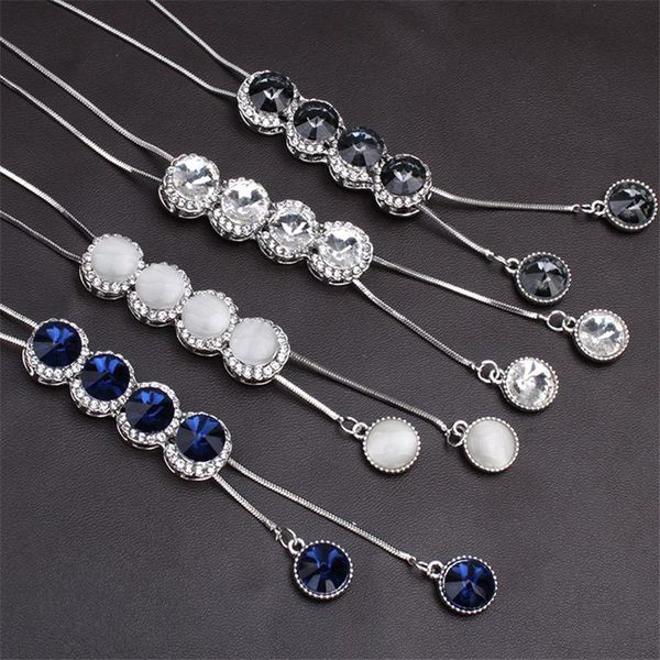 pendant necklaces grey white dark blue crystal round necklace women synthetic opal collier jewelry dress anniversary accessorie, Silver
pendant necklaces grey white dark blue crystal round necklace women synthetic opal collier jewelry dress anniversary accessorie, Silver