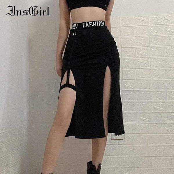 insgirl streetwear fashion dark black skirt women letter print leg belt patchwork split skirts harajuku goth punk y2k
insgirl streetwear fashion dark black skirt women letter print leg belt patchwork split skirts harajuku goth punk y2k
