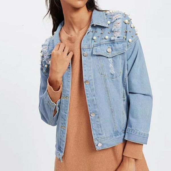 women's jackets autumn short soft women fashion button pearl beading denim open front motorcycle jean ladies basic street coat 5de8, Black;brown
women's jackets autumn short soft women fashion button pearl beading denim open front motorcycle jean ladies basic street coat 5de8, Black;brown