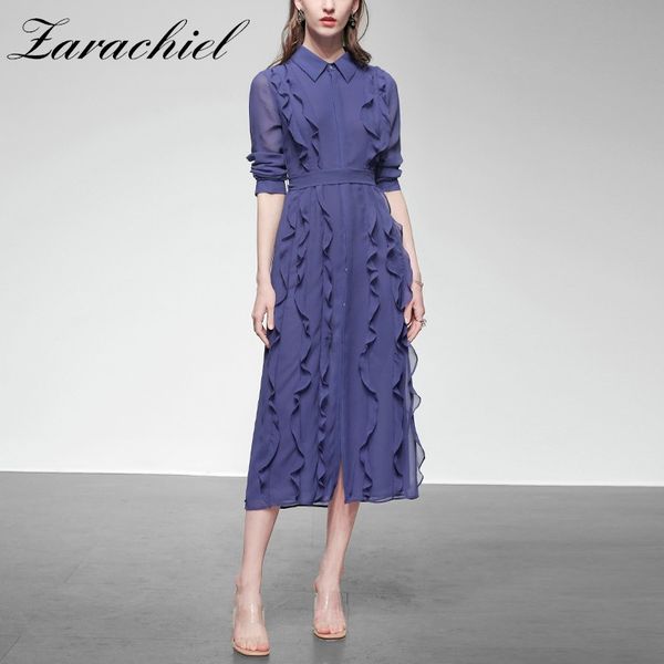 summer elegant chiffon women half sleeve single-breasted layers ruffles long shirt female party dress with belt 210416, Black;gray
summer elegant chiffon women half sleeve single-breasted layers ruffles long shirt female party dress with belt 210416, Black;gray