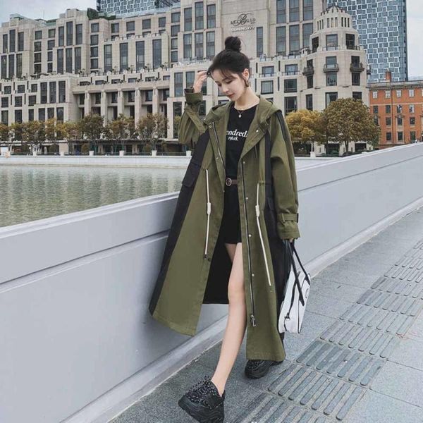 women's trench coats army green hooded long sleeve zippers loose windbreaker woman casual fashion 2021 autumn coat, Tan;black
women's trench coats army green hooded long sleeve zippers loose windbreaker woman casual fashion 2021 autumn coat, Tan;black