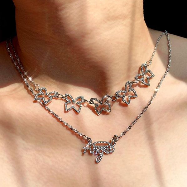 crystal butterfly angel letter pendant necklace for women shiny hollow multilayer chain chokers trendy jewelry gift necklaces, Silver
crystal butterfly angel letter pendant necklace for women shiny hollow multilayer chain chokers trendy jewelry gift necklaces, Silver
