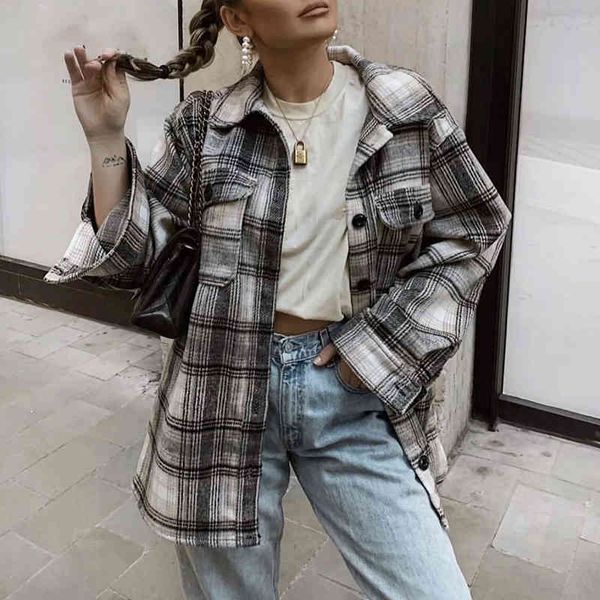 vintage women loose soft plaid thick shirt woolen coats elegant spring autumn long outwear casaco feminino 210521, White
vintage women loose soft plaid thick shirt woolen coats elegant spring autumn long outwear casaco feminino 210521, White