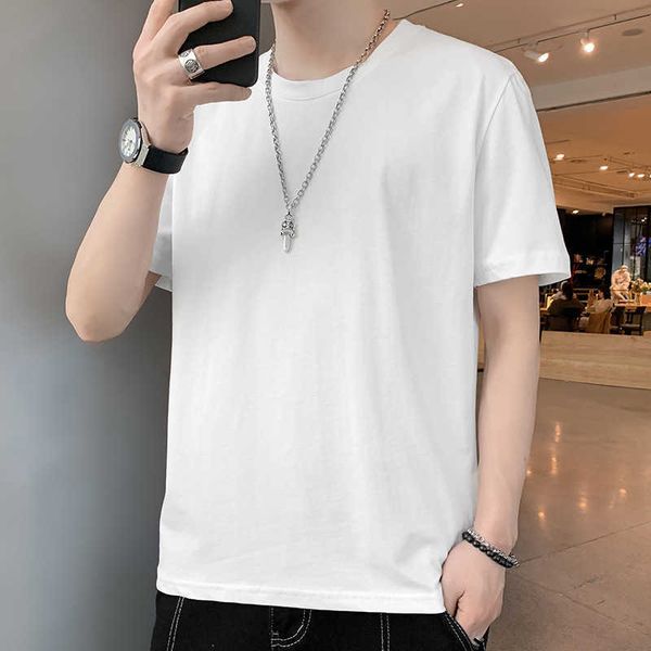 short sleeve men's t-shirt solid color bottom shirt trend men's pure cotton cloth 2021 summer fashion brand white half, White;black
short sleeve men's t-shirt solid color bottom shirt trend men's pure cotton cloth 2021 summer fashion brand white half, White;black