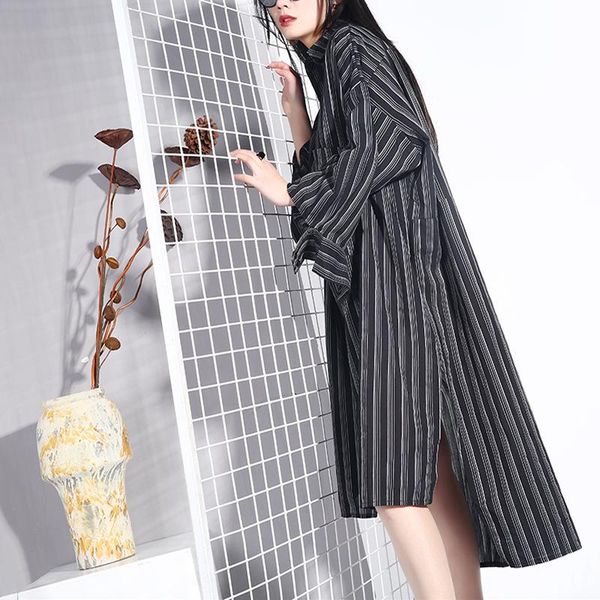 fashion tide spring summer striped print irregualr cut design cuff shirt type dress for women large size jo353 casual dresses, Black;gray
fashion tide spring summer striped print irregualr cut design cuff shirt type dress for women large size jo353 casual dresses, Black;gray