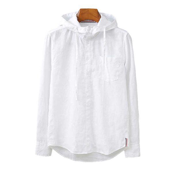 100% pure linen men long sleeve hooded shirt solid white blue hat stand collar pullover male fashion casual daily clothing 210601, White;black
100% pure linen men long sleeve hooded shirt solid white blue hat stand collar pullover male fashion casual daily clothing 210601, White;black