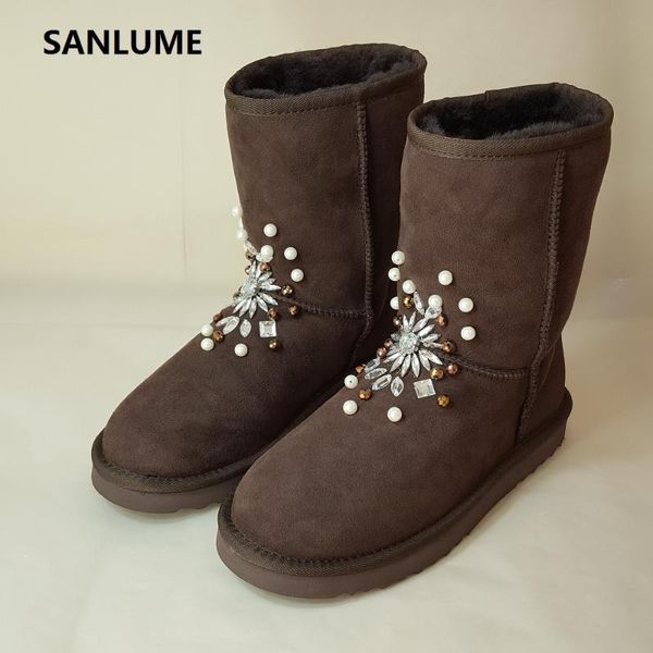 boots sanlume women winter sheepskin fur snow 100% real leather string bead classic coffee keep warm size 42, Black
boots sanlume women winter sheepskin fur snow 100% real leather string bead classic coffee keep warm size 42, Black